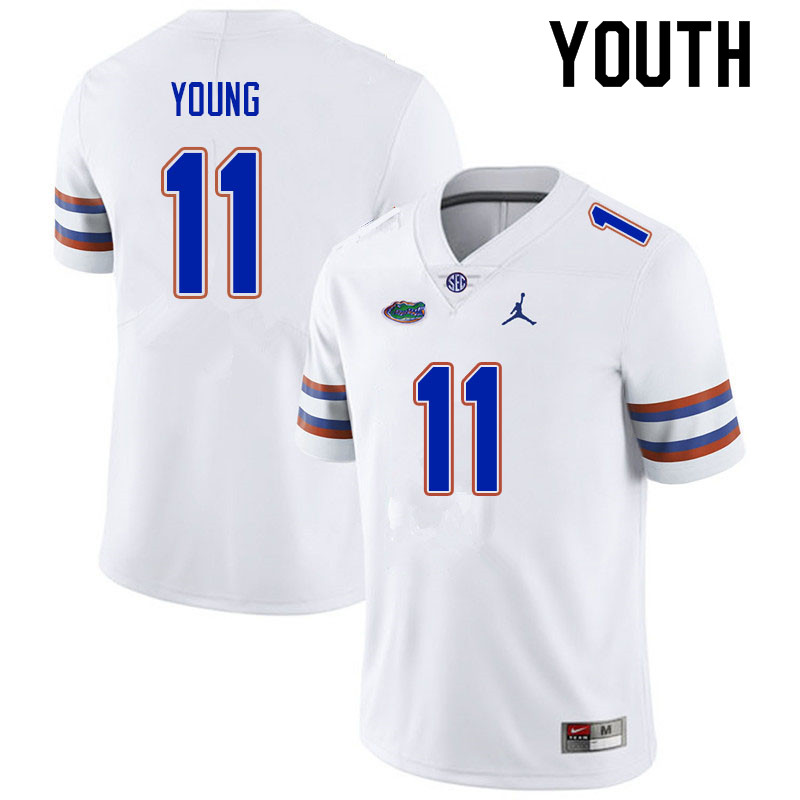 Youth #11 Jordan Young Florida Gators College Football Jerseys Sale-White